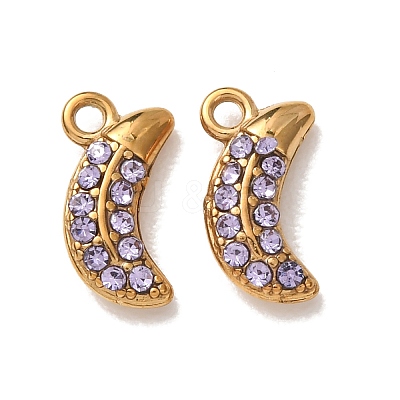 304 Stainless Steel Rhinestone Pendants STAS-L318-19G-1