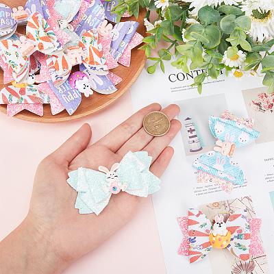 4 Sets 2 Style Baby Girl Hair Bowknot with Bunny Alligator Hair Clips Set MRMJ-GL0001-04-1