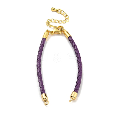 Leather Braided Cord Link Bracelets MAK-K022-01G-07-1