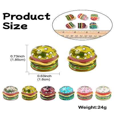 6Pcs 6 Colors Resin Cabochons RESI-CJ0004-27-1