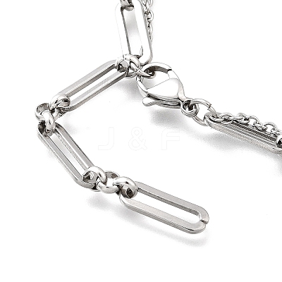 304 Stainless Steel Cable & Paperclip Chain Bracelets Multi-layered Bracelets for Women BJEW-JB12331-02-1