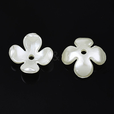 4-Petal ABS Plastic Imitation Pearl Bead Caps X-OACR-S020-31-1