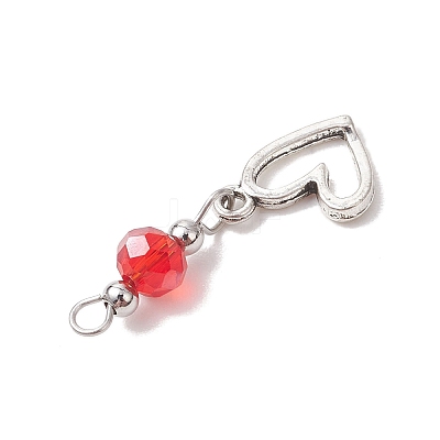 18Pcs 6 Colors Alloy & Glass Pendants PALLOY-JF05118-1