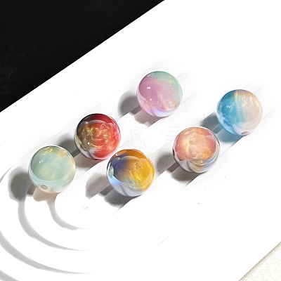 30Pcs Gradient Color & UV Plating Rainbow Iridescent Opaque Resin Beads PW-WG1BD98-13-1