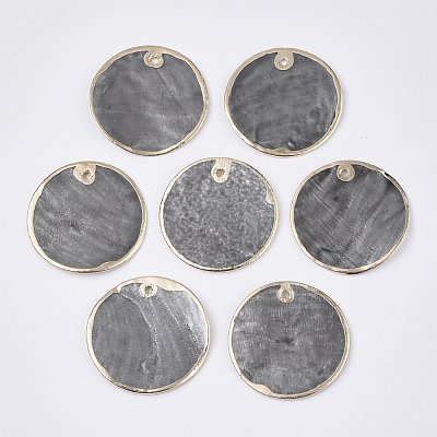 Edge Golden Plated Capiz Shell Pendants SHEL-S276-36-1