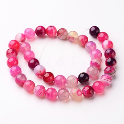 Natural Striped Agate/Banded Agate Beads Strands G-D845-01C-10mm-1