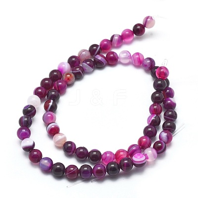 Natural Striped Agate/Banded Agate Beads Strands G-I254-03B-03-1