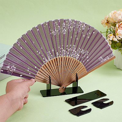Acrylic Chinese Fan Display Stands ODIS-WH0007-76B-1