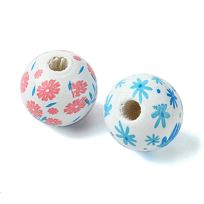 35Pcs 7 Colors Wood European Beads WOOD-FS0001-17-1