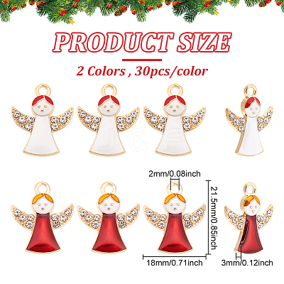 60Pcs 2 Colors Alloy Enamel Pendants ENAM-DC0001-08-1