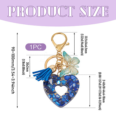 Heart with Butterfly Resin Keychains KEYC-TADJ0001-01E-1