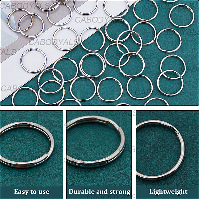 40Pcs 304 Stainless Steel Split Key Rings STAS-CY0001-01A-P-1