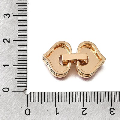 Heart Brass Enamel Fold Over Clasps KK-CBAA3D5-861G-1