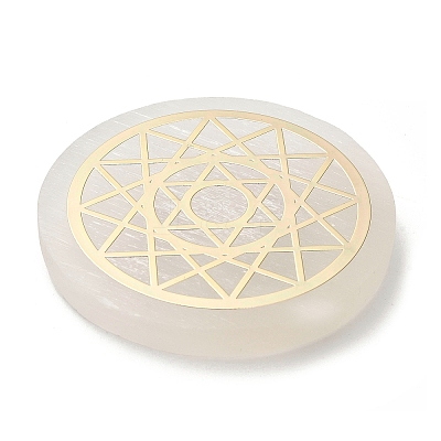 Flat Round Natural Selenite Slice Coasters AJEW-C042-01D-1