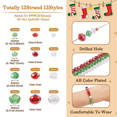 12 Strand 12 Styles Transparent Electroplate Glass Beads Strands EGLA-TA0001-20-1