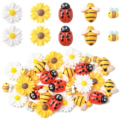 30Pcs 5 Styles Opaque Resin Cabochons Sets CRES-YW0002-55-1