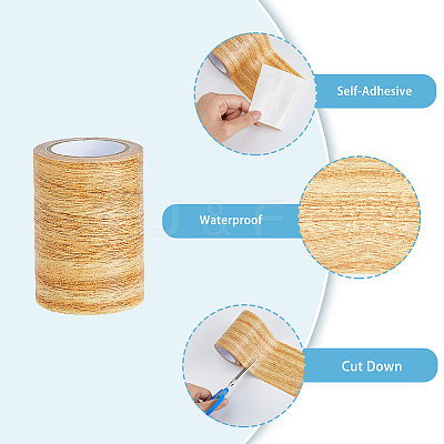 PE Imitation Wood Grain Adhesive Tape AJEW-WH0270-222F-1