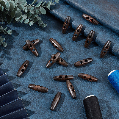 50Pcs 2-Hole Wood Buttons BUTT-UN0001-28A-01-1