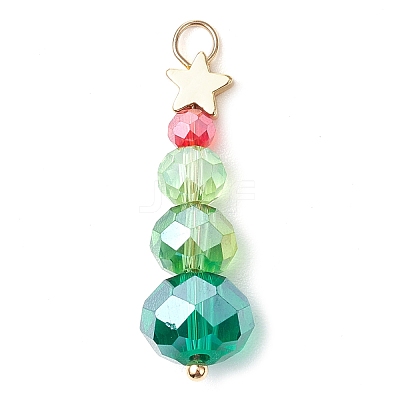 Christmas Theme Brass & Glass Pendants PALLOY-JF02998-1