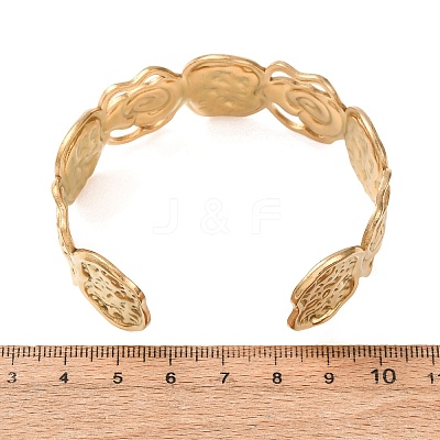 304 Stainless Steel Hollow Rose Flower Open Cuff Bangles for Women SA-CBABC9E-01G-1