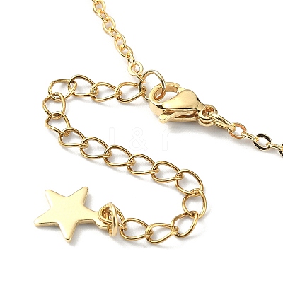Natural Agate Round & Alloy Enamel Star Charms Bib Necklace with 304 Stainless Steel Chains NJEW-JN04404-03-1