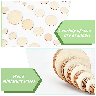 130Pcs 6 Style Flat Round Wood Chassis WOOD-FG0001-25-1