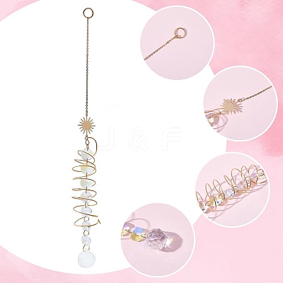 6Pcs 3 Styles Glass Teardrop Window Hanging Suncatchers HJEW-BM0001-48-1