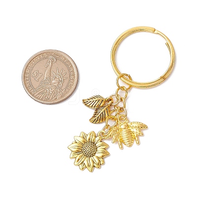 Sunflower & Bee Alloy Keychains KEYC-JKC01061-1