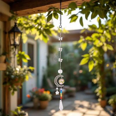 2Pcs Glass Butterfly & Cone Hanging Suncatchers HJEW-TADJ0021-1