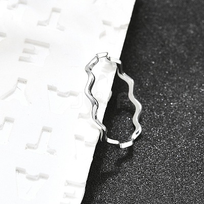 Anti-Tarnish Rhodium Plated 925 Sterling Silver Minimalist Wave Finger Ring for Women JR873A-1