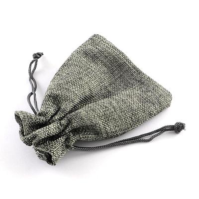 Polyester Imitation Burlap Packing Pouches Drawstring Bags ABAG-R005-9x7-04-1