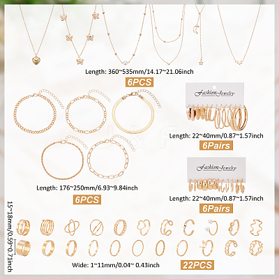 1 Bag Iron with Alloy Hoop Earrings & Stud Earrings & Pendant Necklaces & Rings & Bracelets SJEW-UN0001-20-1