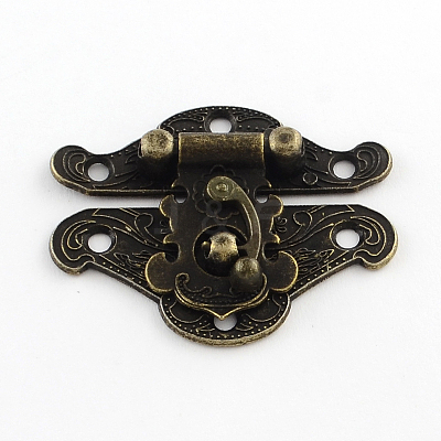 Wooden Box Lock Catch Clasps X-IFIN-R203-48AB-1