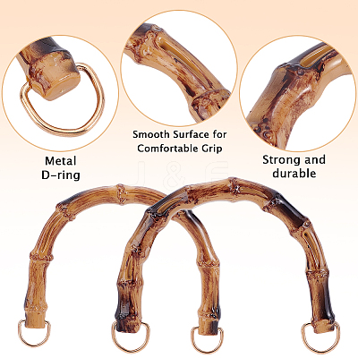 4Pcs 2 Styles Resin Imitation Bamboo Bag Handles DIY-BBC0002-90A-1