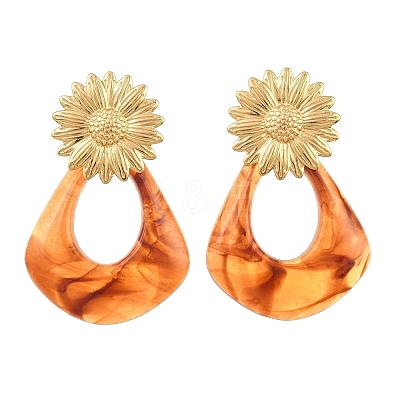 304 Stainless Steel & Resin Stud Dangle Earrings for Women SA-CBA717A-01G-02-1