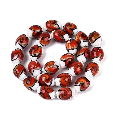 Handmade Gold Sand Lampwork Beads Strands LAMP-Q041-09F-1