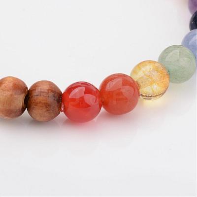 Wood Beaded Kids Stretch Bracelets BJEW-JB02328-1