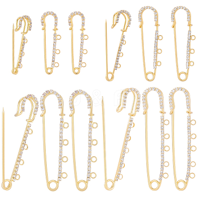 16Pcs 4 Styles Iron Rhinestone Safety Pins FIND-SC0022-25G-1