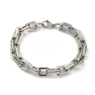 Non-Tarnish 201 Stainless Steel Chunky Rectangle Link Chain Bracelets STAS-Z056-18P-1