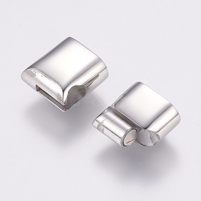 Tarnish Resistant Rectangle 304 Stainless Steel Magnetic Clasps with Glue-in Ends LS-STAS-M195-11-1