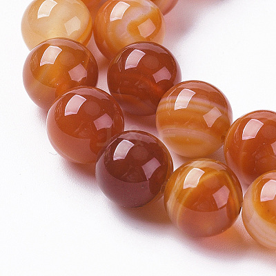 Natural Striped Agate/Banded Agate Bead Strands G-G962-8mm-14-1