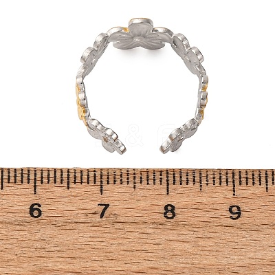 304 Stainless Steel Double Color Cuff Rings RJEW-S635-01GP-X-1