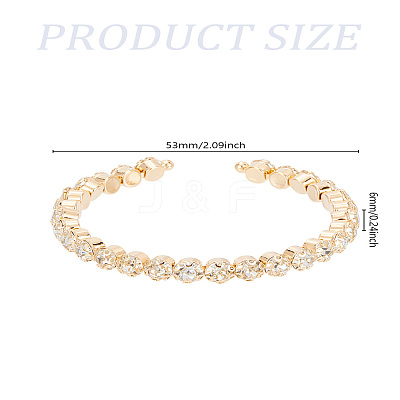 1Pc Alloy Rhinestone Cuff Bangles for Women BJEW-LP0012-02G-1