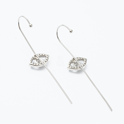 Brass Micro Pave Clear Cubic Zirconia Ear Wrap Crawler Hook Earrings EJEW-J101-19P-1