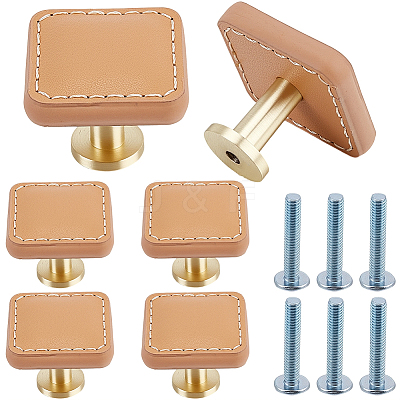 6Pcs Imitation Leather Jewelry Box Drawer Handles FIND-CL0001-69B-1