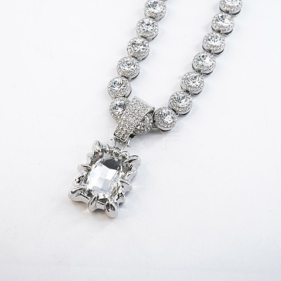 Alloy Rhinestone Rectangle Pendant Tennis Necklaces FS-WGF7BCB-06-1
