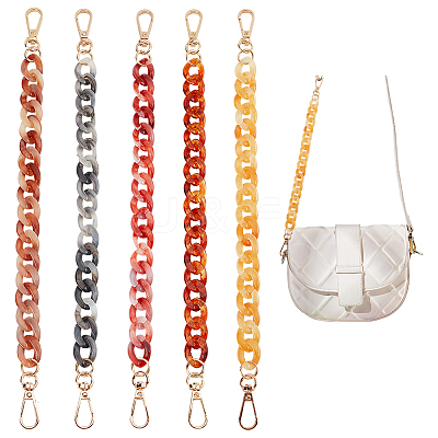 5Pcs 5 Colors Acrylic Curb Chain Purse Extender Chains FIND-WR0007-21-1