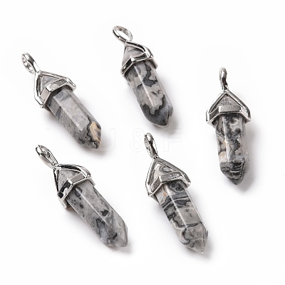 Natural Map Stone Pointed Pendants G-K329-64P-1