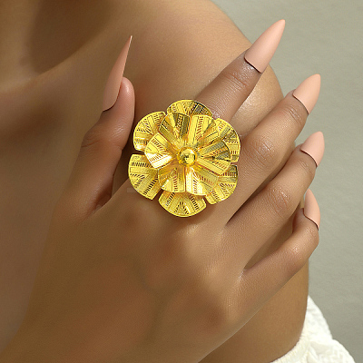 Luxurious Iron Hollow Flower Wedding Cuff Ring for Bride VO5692-1