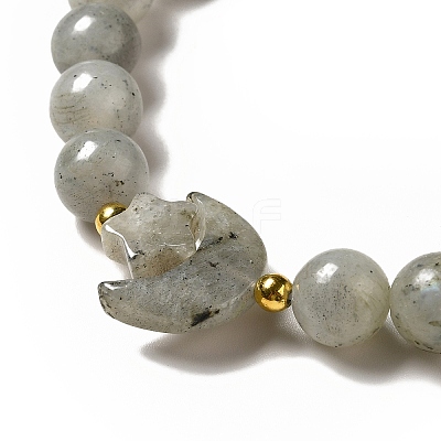 Natural & Synthetic Mixed Gemstone Moon and Star Beaded Stretch Bracelet for Women G-G997-C-1